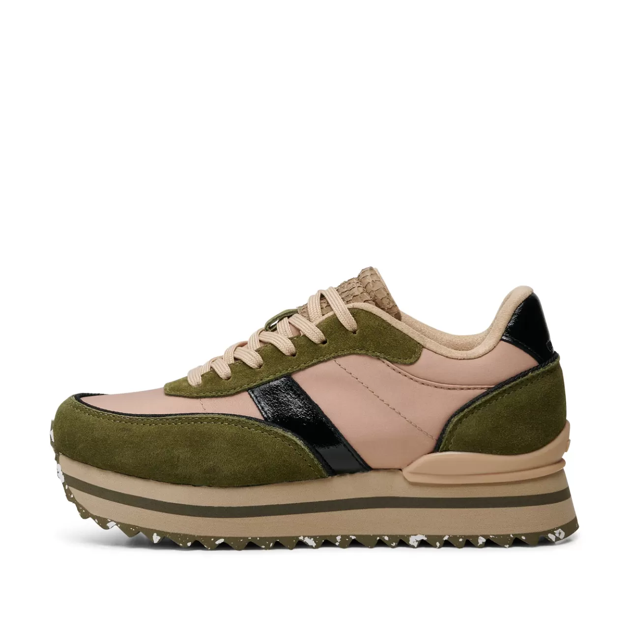 Clearance WODEN Nellie II Metallic Plateau - Coffee Cream/Dark Olive CoffeeCream/DarkOlive